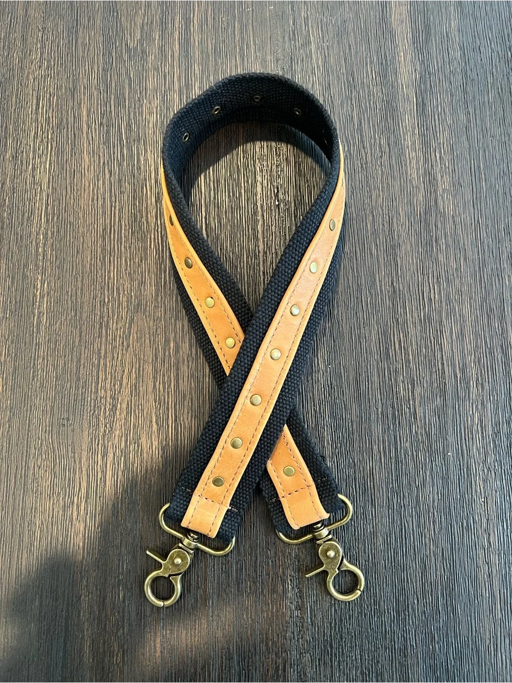 KG Leather and Canvas Studded Shoulder Strap
